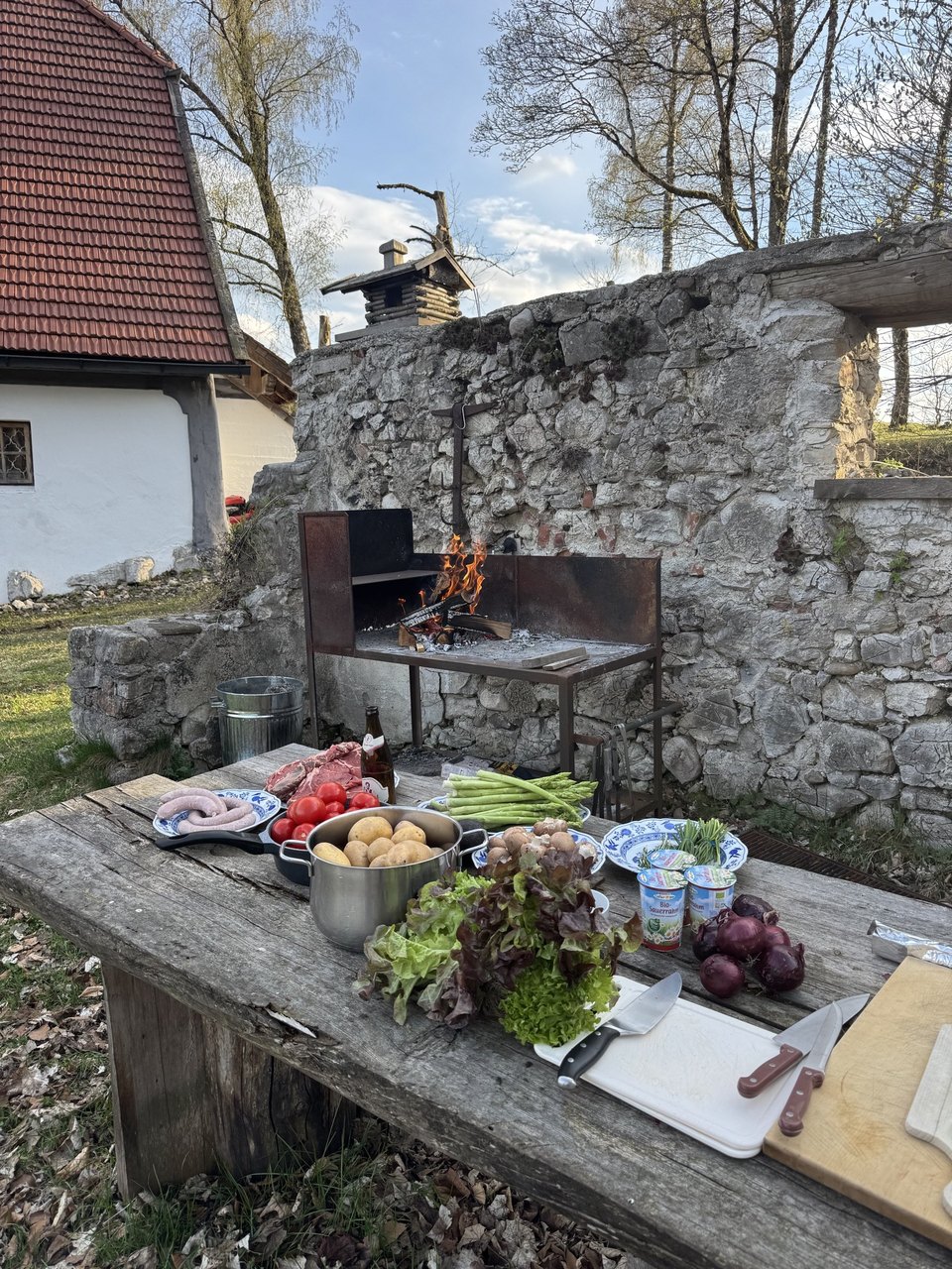 Essen am offenen Feuer